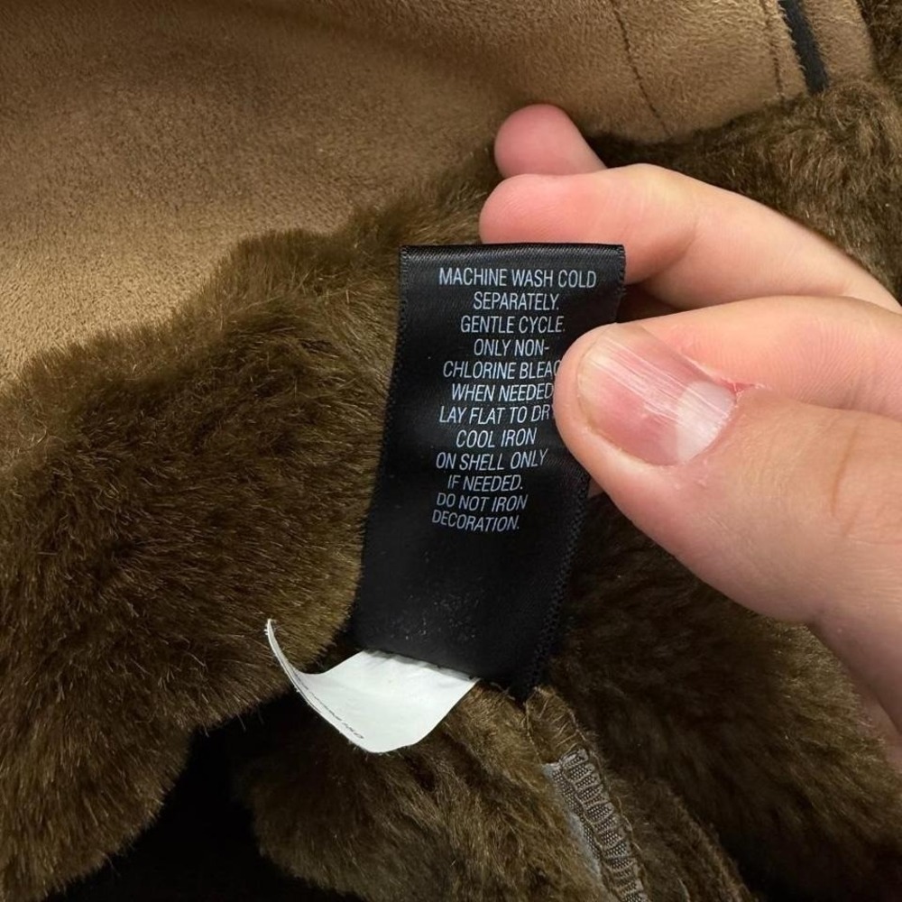 Croft And Barrow Faux Shearling Hooded Coat Women's Small Brown Boho Y2K - Picture 7 of 8